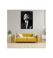 Atatürk Siyah Beyaz Portre Kırılmaz Cam Tablo HD Baskı Dijital Tablo