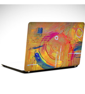 Sarı Pembe Soyut Laptop Sticker 15.4 inch (37X26CM)