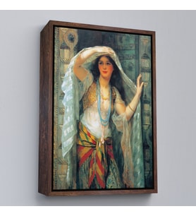 Çerçeveli Kapıdan Bakan Cariye Tablosu - Arthur Wontner (Kahverengi)