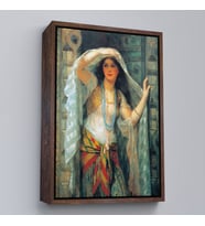 Çerçeveli Kapıdan Bakan Cariye Tablosu - Arthur Wontner (Kahverengi)