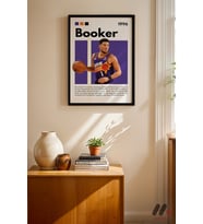 Booker Basketbol Posteri, Siyah Çerçeveli Duvar Tablosu - Spor Severlere Hediye