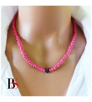 ıldız Hematit Doğal Taş - Pembe Kum  Boncuk Kadın Kolye