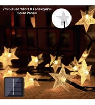 7m 50 Led Yıldız 8 Fonksiyonlu Solar Panelli-Gün Işığı