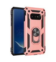 Samsung Galaxy S10E Uyumlu Kılıf Standlı Manyetik Yüzüklü Military Magnetic Ring Polycarbonate and TPU Case (Pudra)