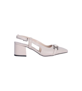 Ayışığı 2812 Krem 5Cm Slingback Cilt Kadın Topuklu Ayakkabı