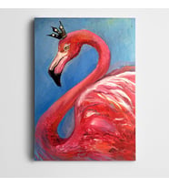 Taçlı Flamingo Kanvas Tablo