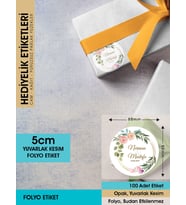 Suluboya Çiçek Modeli 3, Etiket Modeli Ürünlerinize Özel 5cm - 100 Adet Folyo Sticker