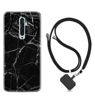 Oppo Reno 2Z 4 Lite 4 Pro 5 6 7 A31 Kılıf Boyun Askılı Silikon Fragile Black Mermer 1378