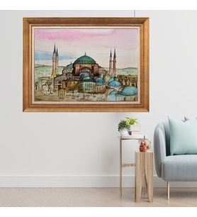 Altın Paspartulu Çerçeveli Tablo N118 (Gold)