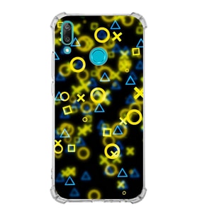 Huawei Y9 2019  Köşe Korumalı Antişok Kapak Semboller Tasarımlı Şeffaf  Kılıf
