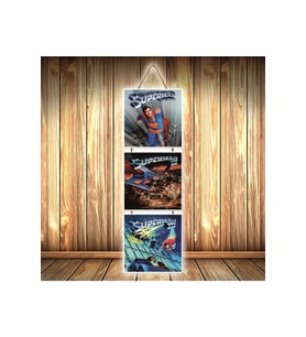 Superman Tasarımlı Üçlü Retro Ahşap Poster Ü344