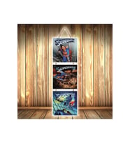 Superman Tasarımlı Üçlü Retro Ahşap Poster Ü344