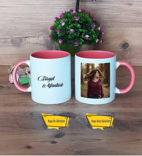 İsme Özel Kupa Bardak Pembe Fotoğraflı Doğum Günü Hediyesi