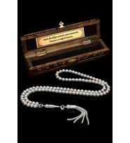 Sertifikalı 99luk Gümüş Tespih 5mm 32Gr Küre Kesim, Namaz Tesbihi (Gri)