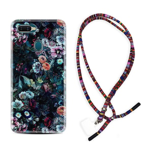 Oppo A5S A15 A16 A54 A55 A73 A74 Kılıf Boyun Asklı Rasta Silikon Great Flowers 1304