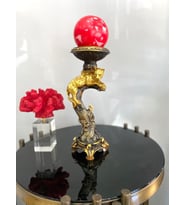 Şamdan mumluk çitalı  şamdan polyester biblo (Gold)