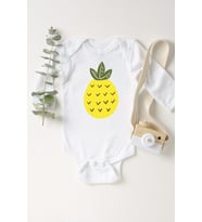 Unisex Bebek Beyaz Ananas Uzun Kollu Çıtçıtlı