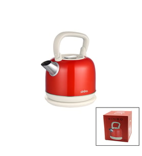 Sinbo Demlik Kettle Su Isıtıcı - Kırmızı - 2.2 Litre - Çelik - Retro Görünüm