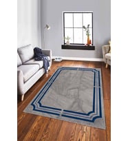 Lacivert Çerçeveli Kaymaz Tabanlı Dekoratif Halı RV066 - 100 x 160 cm
