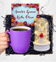 Anneler Günü Hediyesi Led Işıklı Melek Annem Temalı Fanus ve Kupa Bardak (Model 4)