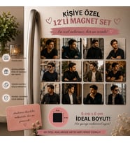 12'li Kare Fotoğraf Magneti Erkeğe Kişiselleştirilebilir Premium Anı Hediye Seti