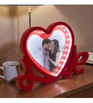 Love Yazılı Led Işıklı Kişiye Özel Fotoğraflı Sihirli Ayna Kırmızı-Beyaz Sevgiliye Hediye