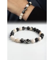 Panda Jasper Doğal Taş Küre Kesim 8mm Bileklik