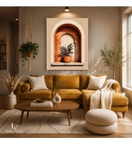 Dikey Kanvas Tablo Saksıda Bitki Minimalist Botanik Tablo Ev Ofis Duvar Dekoru