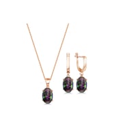 Mistik Topaz Kolye Küpe Takı Set Gümüş