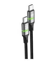 Xenon Smart Type C Hızlı Şarj Kablosu Type-C to Type-C 60W 480 Mpbs 2m PD Örgü Led Göstergeli X6422 (A.Siyah)