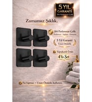 Siyah 304 Paslanmaz Çelik Bornoz Askısı 4’lü Set