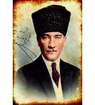Mustafa Kemal Atatürk Dekoratif Retro Mdf Tablo ( Çerçeve Görünümlü )
