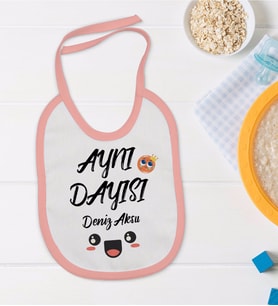 BK Kids Kişiye Özel Pembe Bebek Mama Önlüğü - Model 47