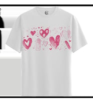 Pink Hearts - %100 Pamuklu Kadın Beyaz Tişört - Premium Quality (Siyah - Beyaz)