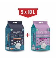 BENPETTO AB250  Aktif Karbon & Bebek Pudrası Parfümlü  2'Lİ  2X10 20 Lt Kedi Kumu / Cat Litter