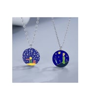 Little Prince Küçük Prens Ve Tilki Best Friends Dostluk Sembolü Çift Kolye (Gümüş)
