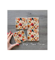 bilge tasarım Stone Decor Taş Bardak Altlığı 4'lü Set 10x10x1 Cm desenli