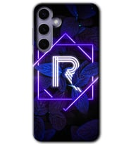 Galaxy S24 Plus Kılıf HD Desen Baskılı Kılıf - Dark Neon Yaprak R Harfi