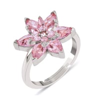 Doğal Taşlı Ayarlanabilir Lotus Çiçeği Gümüş Yüzük (Pembe - Beyaz - Sarı - Yeşil)