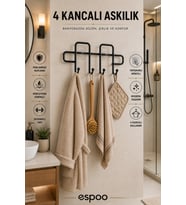 Siyah Metal Yapışkanlı Banyo Duvar Askısı Organizer