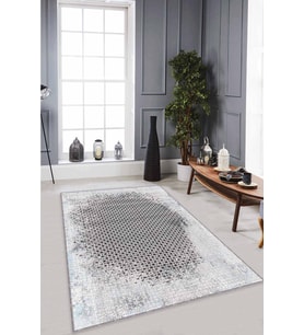 Gri Modern Klasik Kaymaz Tabanlı Dekoratif Halı AR550 - 100 x 160 cm