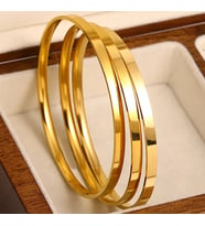 Çelik Kalın Ajda Bilezik 65 Mm Kararmaz 3 Adet (2 YIL ITHALATÇI GARANTİLİ) Ölçü Belirtiniz (Gold)