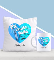 BK Gift Kişiye Özel En Yakışıklı Baba Tasarımlı Yastık ve Kupa Seti-1 (Model 1)