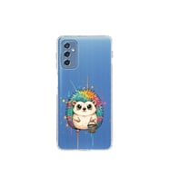 Samsung Galaxy M52 ile Uyumlu Splash Kirpi Tasarımlı Şeffaf Silikon Kılıf