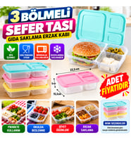 3 Bölmeli Sefer Tası Pratik Kolay Gıda Diyet Saklama Erzak Kabı (adet fiyatıdır)