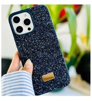 Coverzone iPhone 15 Pro Max ile Uyumlu Elmas Desen Ta?l? K?l?f � 2 mm Kamera �?k?nt? Koruma, I??lt?l? L�ks ??k Darbe Emici Kapak Lacivert
