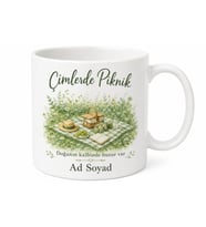 Çimlerde Piknik Yazılı Baskılı Kupa Bardak Hediye Doğa Temalı Porselen Mug