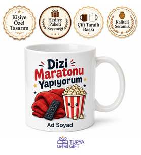 Dizi Maratonu Yapıyorum Yazılı Komik Kupa Bardak Eğlenceli Hediye