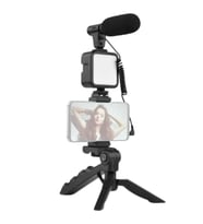 Tripod Telefon Tutucu Kumandalı Mikrofon Led Işık Vlog Video Kayıt