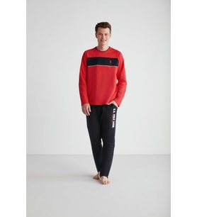 U.S. Polo Assn. 18721 Erkek Kırmızı Yuvarlak Yaka Pijama Takımı